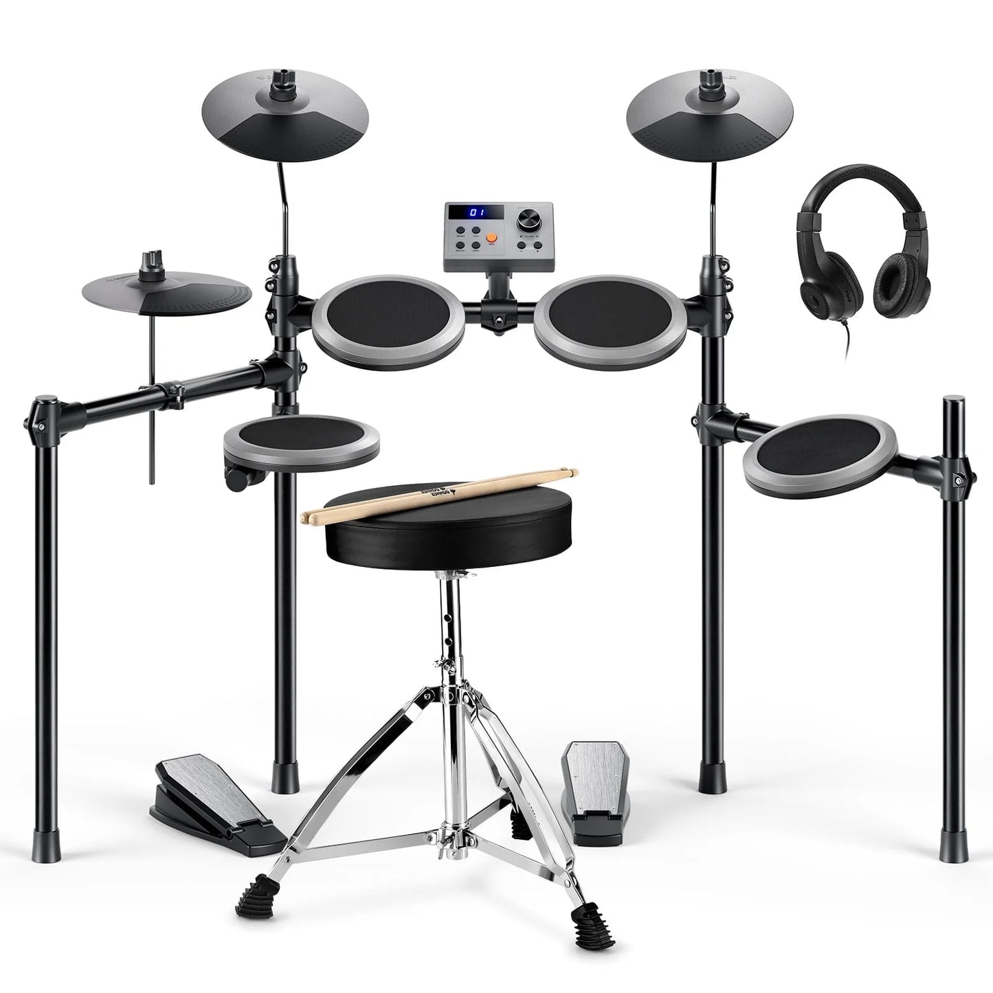 Electric Drum Set for Kids Beginner Christmas Birthday Gift, 150+ Sounds, Quiet Mesh Pad, DED-70 New